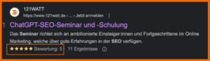 Rich Snippets Bewertung 121WATT