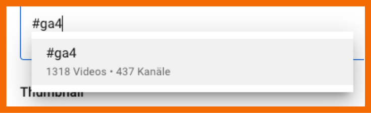 Hier siehst du ein Beispiel von der Ansicht, wenn du ein Hashtag in deiner Videobeschreibung eingibst.