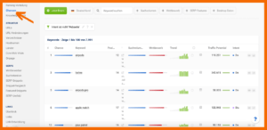 Sistrix: Liste an Keyword-Chancen