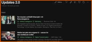 Beispiel: Artikel-Zusammenstellung in Feedly