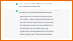 ChatGPT Beispiel Prompt Content Idee TikTok