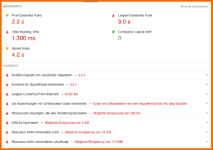 PSI Total Blocking Time Messwerte