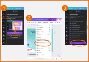 Canva: Um für jeden Spruch eine Grafik zu erstellen, klickst du auf "Mehrere Dateien" > "CSV hochladen" > "Daten verbinden" > "XX Designs generieren"