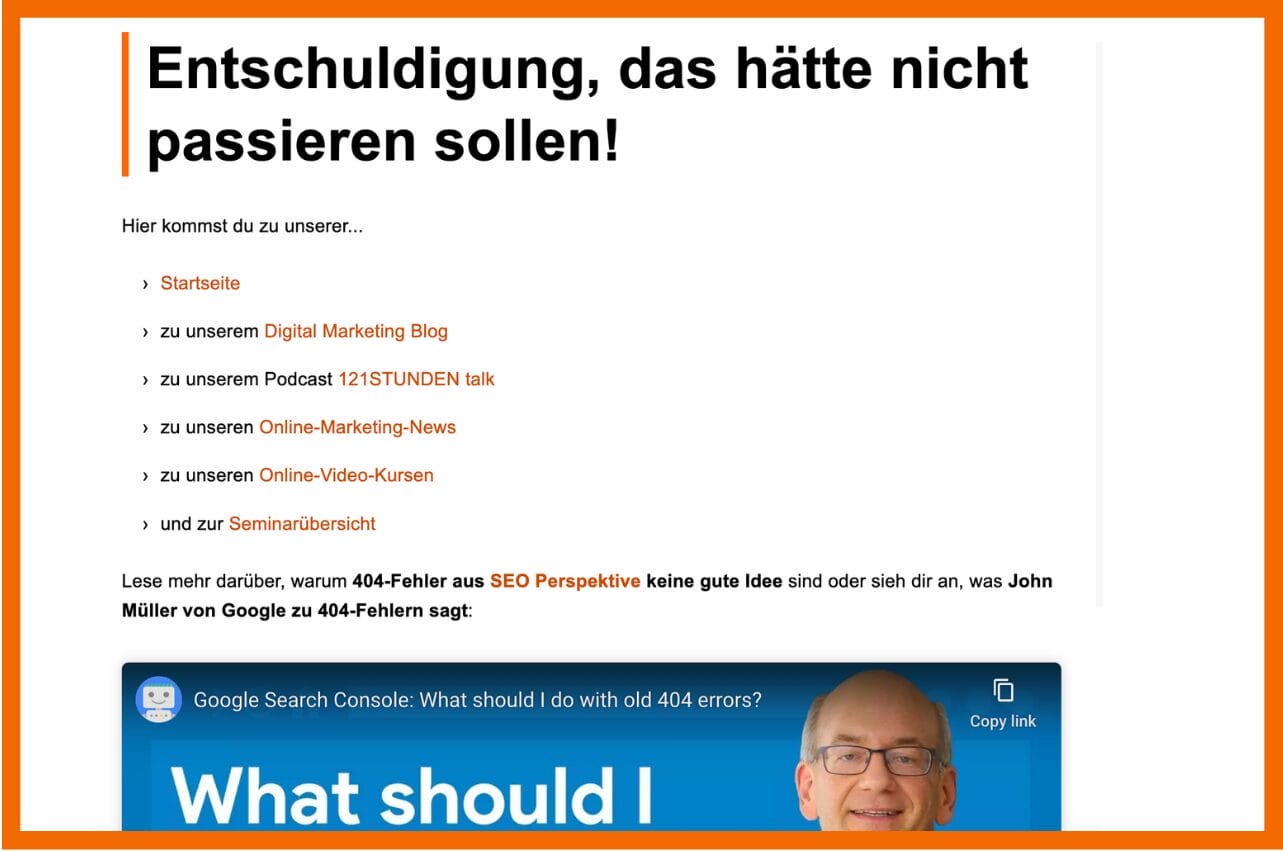 Der Screenshot zeigt die 404-Seite der 121WATT.