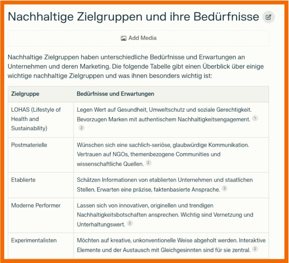 Die Abbildung zeigt eine Tabelle, die in Perplexity Pages erstellt wurde.