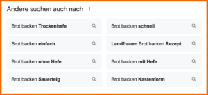 Hier siehst du den Reiter "Andere suchen auch nach" in der Google Suche