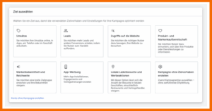 Zielvorhaben der Google Ads Kampagnen