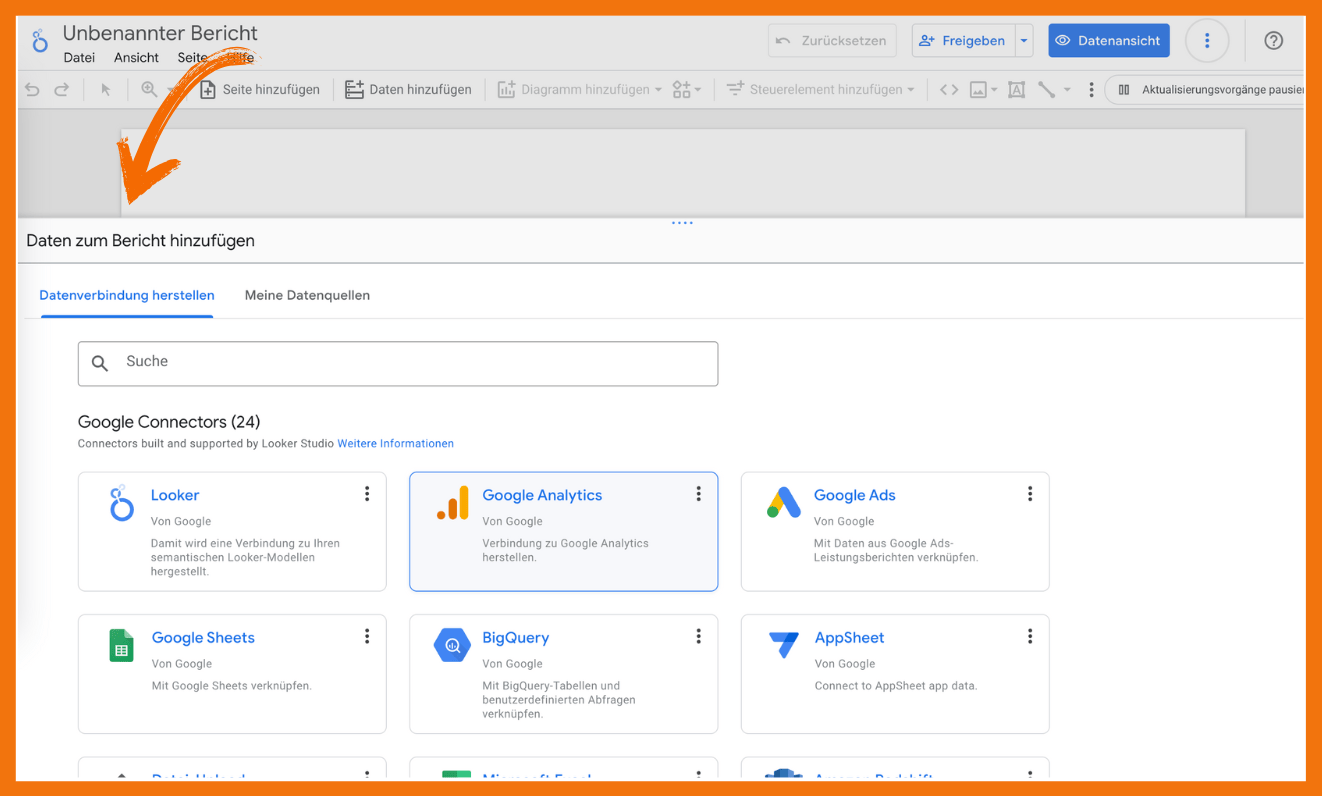 Hier siehst du den Einsatz des Google Looker Studios